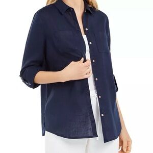 Charter Club Dark Blue Button-Down Shirt